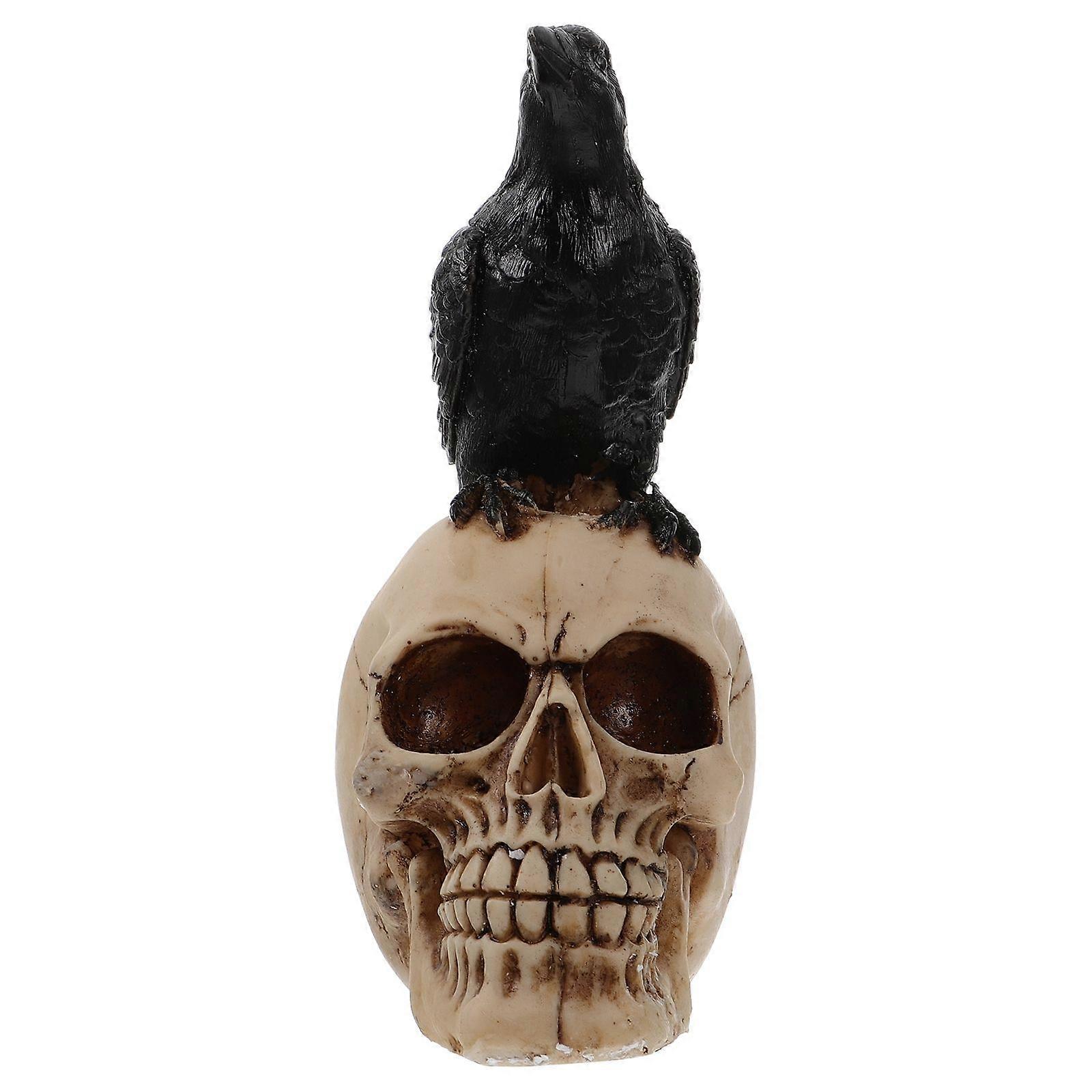 Haunted House Crow And Skull Decor For Halloween Celebration Simulation Design 1Pack