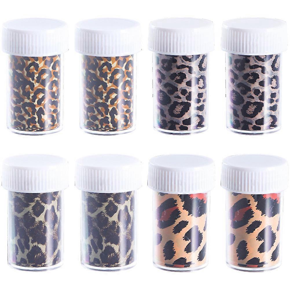 Leopard Print Nail Stickers 8Pack For Lady Assorted Color DIY Nail Art And Decoration