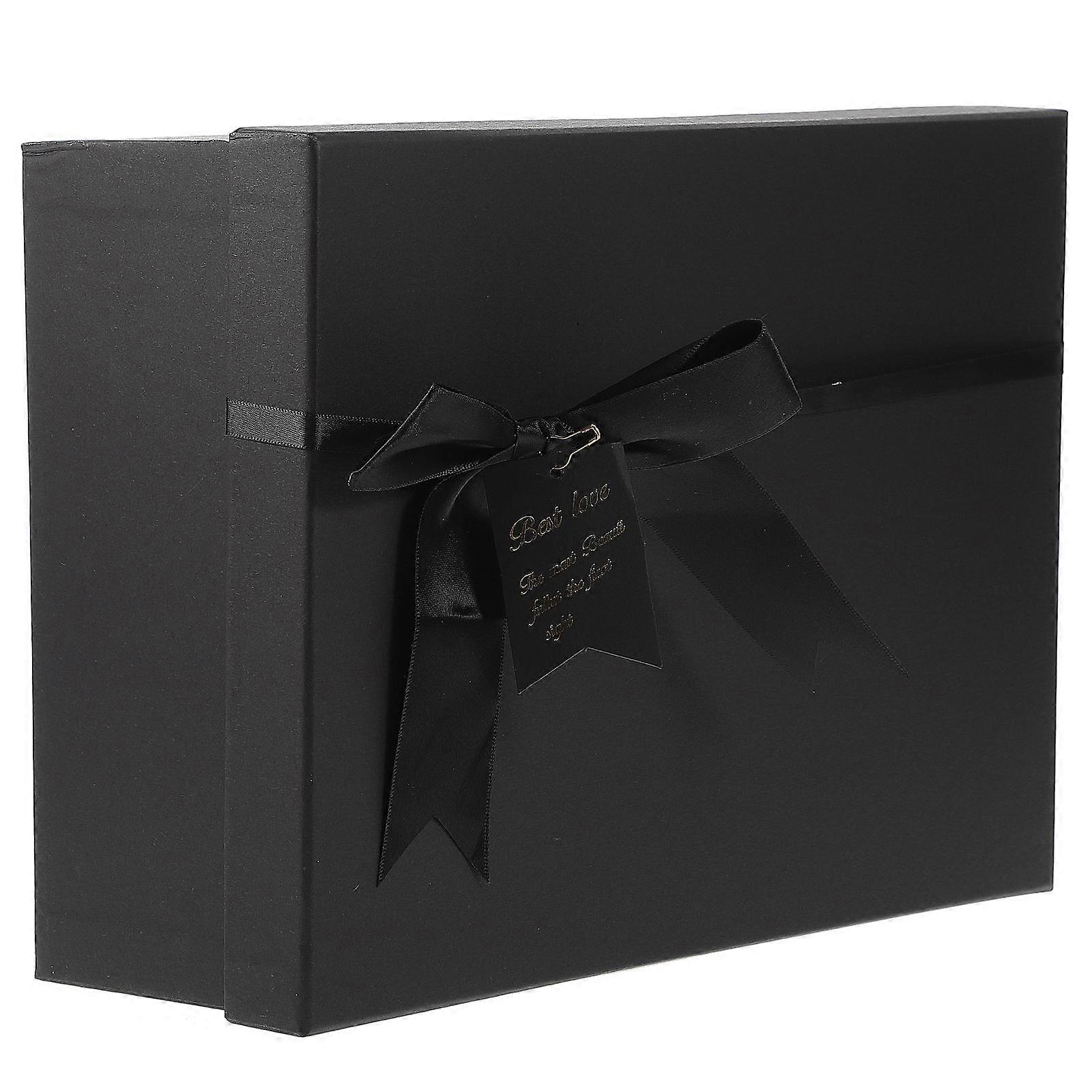 Packing Box Rectangular Gift Packing Box Home Use 32x24x11cm Black Fine Finished Paper 1Set Packaging