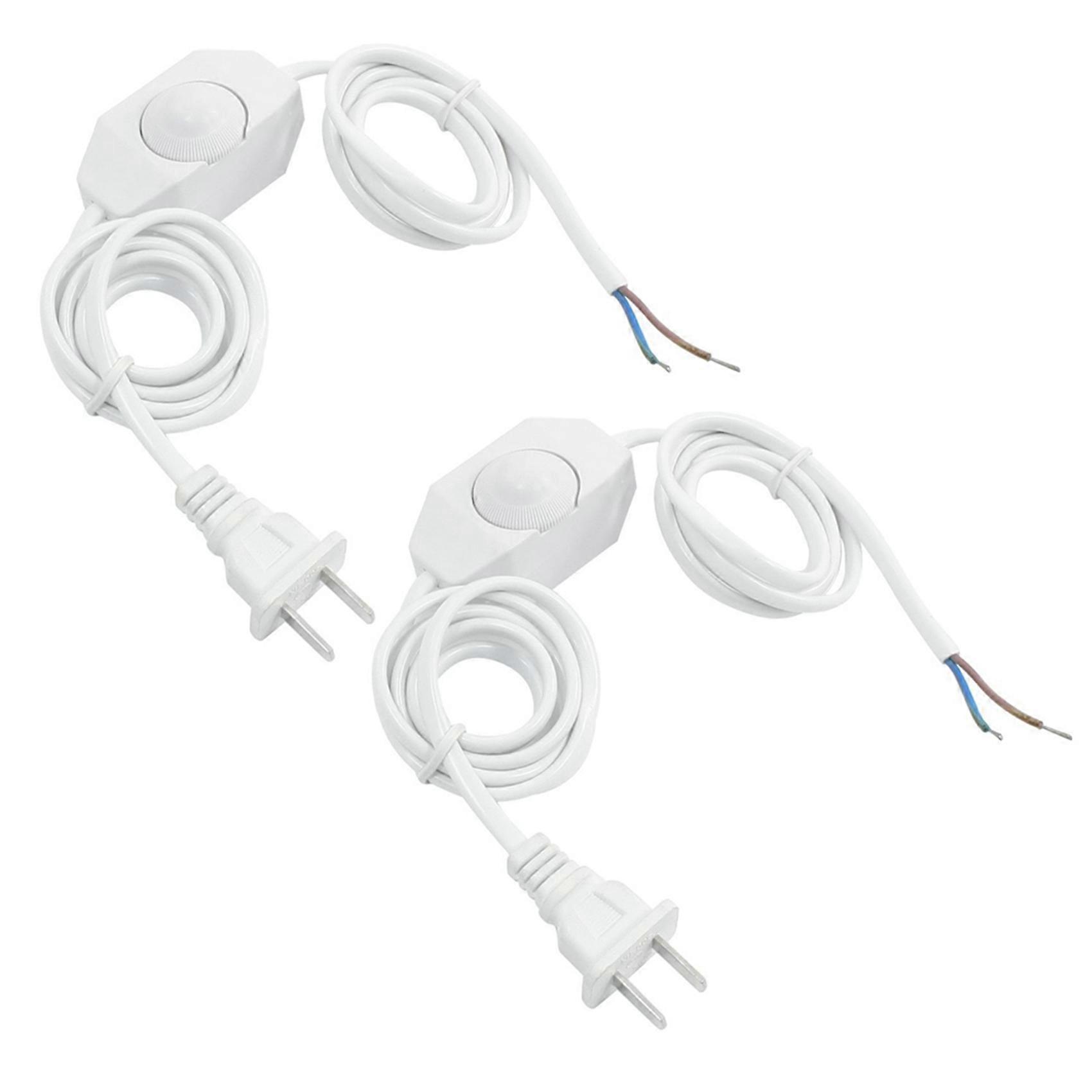 2X White Lamp Power Cord with Dimmer Switch AC 250V/110V US Plug