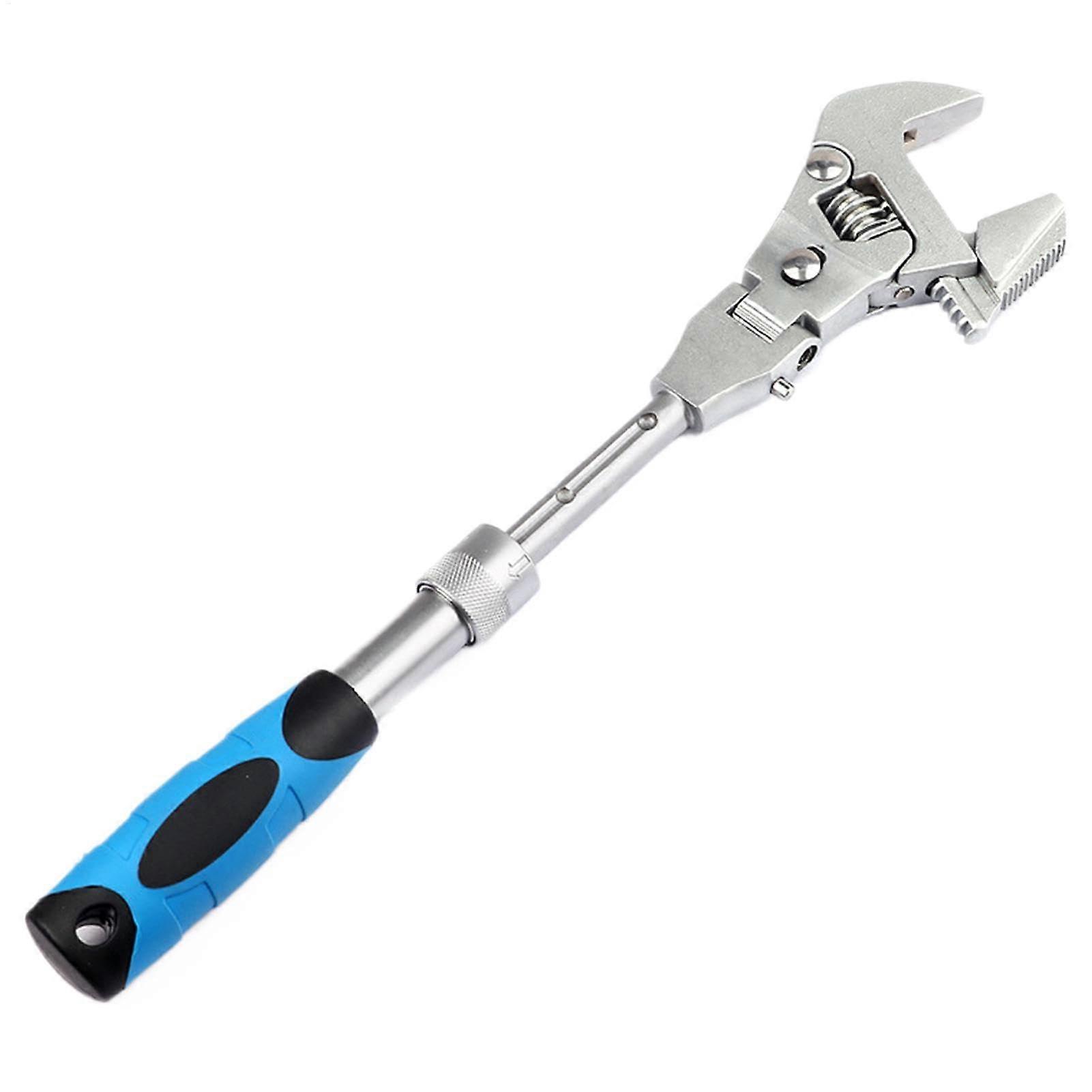 Adjustable Ratchet Wrench Telescoping, Retractable 10-12 Inch Crescent Wrench, 5-In-1 Head With 180-Degree Swivel