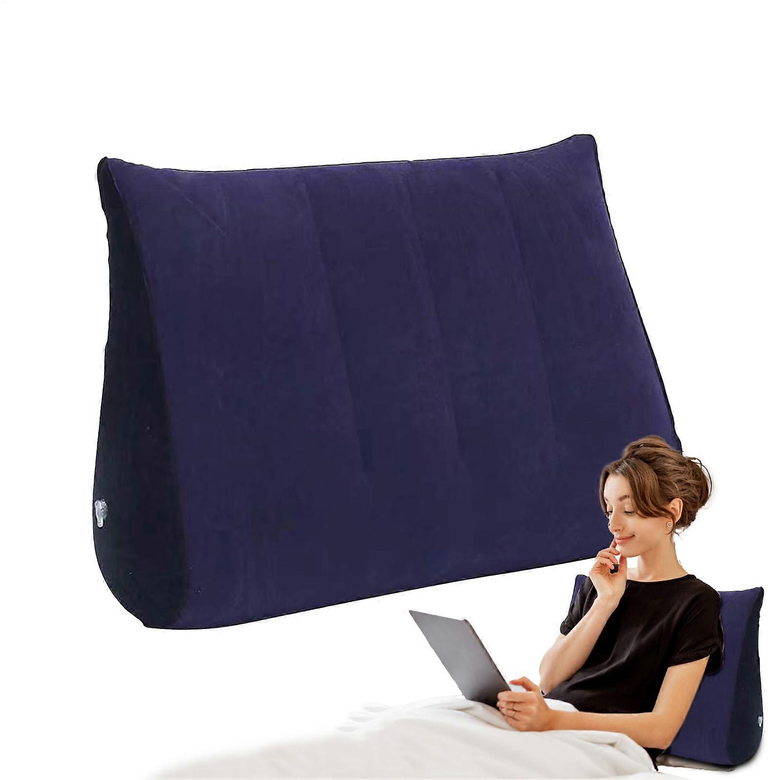 Inflatable Pillow for Heartburn Relief Ergonomic Soft Positioning Pillow for Recovery Support, Sleep Apnea, and Snoring Dark Blue