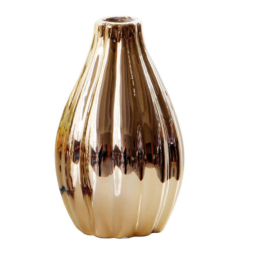 Elegant Gold Ceramic Vase Unique Flower Planter for Decorative Table Centerpiece, Perfect for Fresh or Artificial Flowers, Adds Artistic Touch to