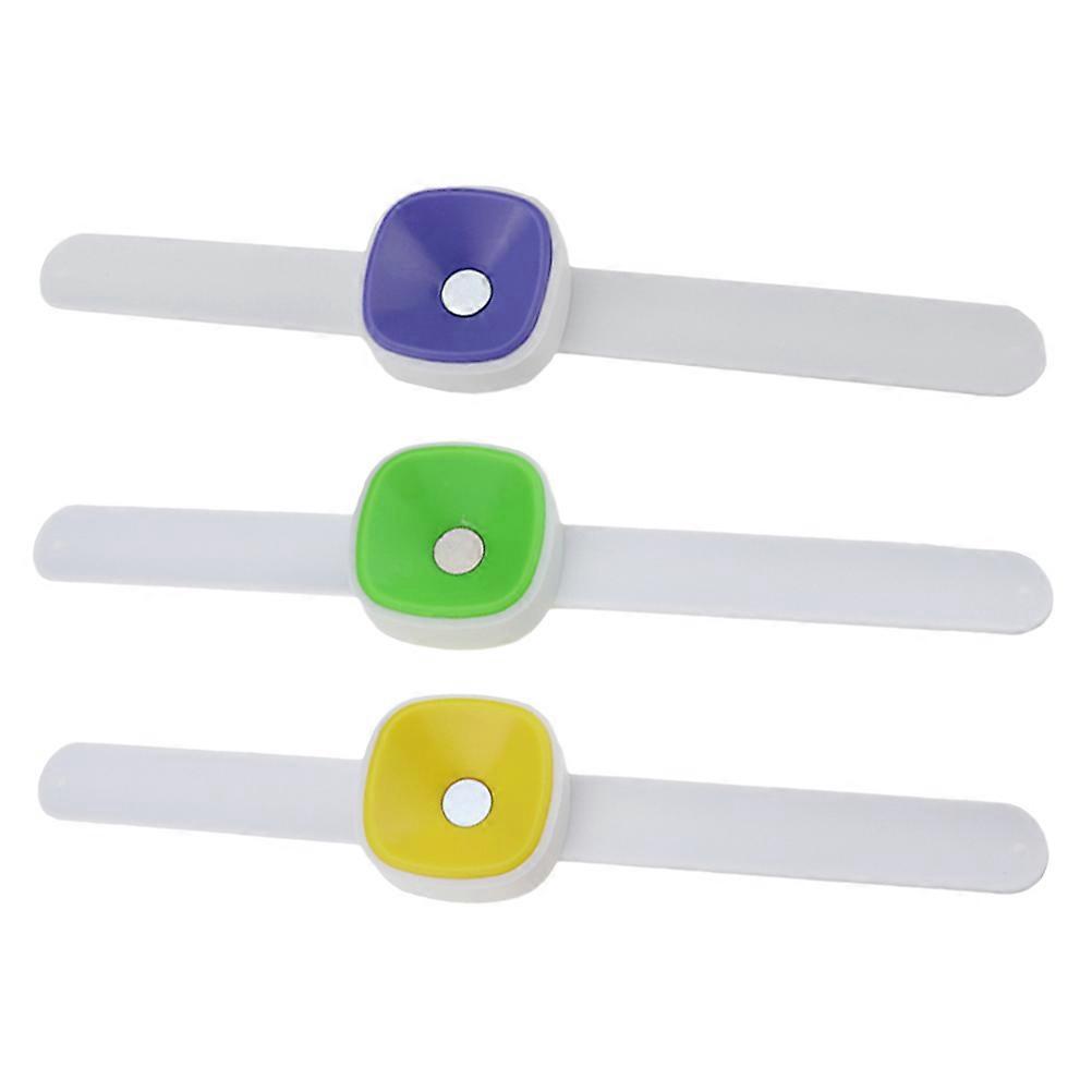 Magnetic Pin Holder Wrist Needle Box for Embroidery Made of Durable Rubber in Assorted Colors 3pcs