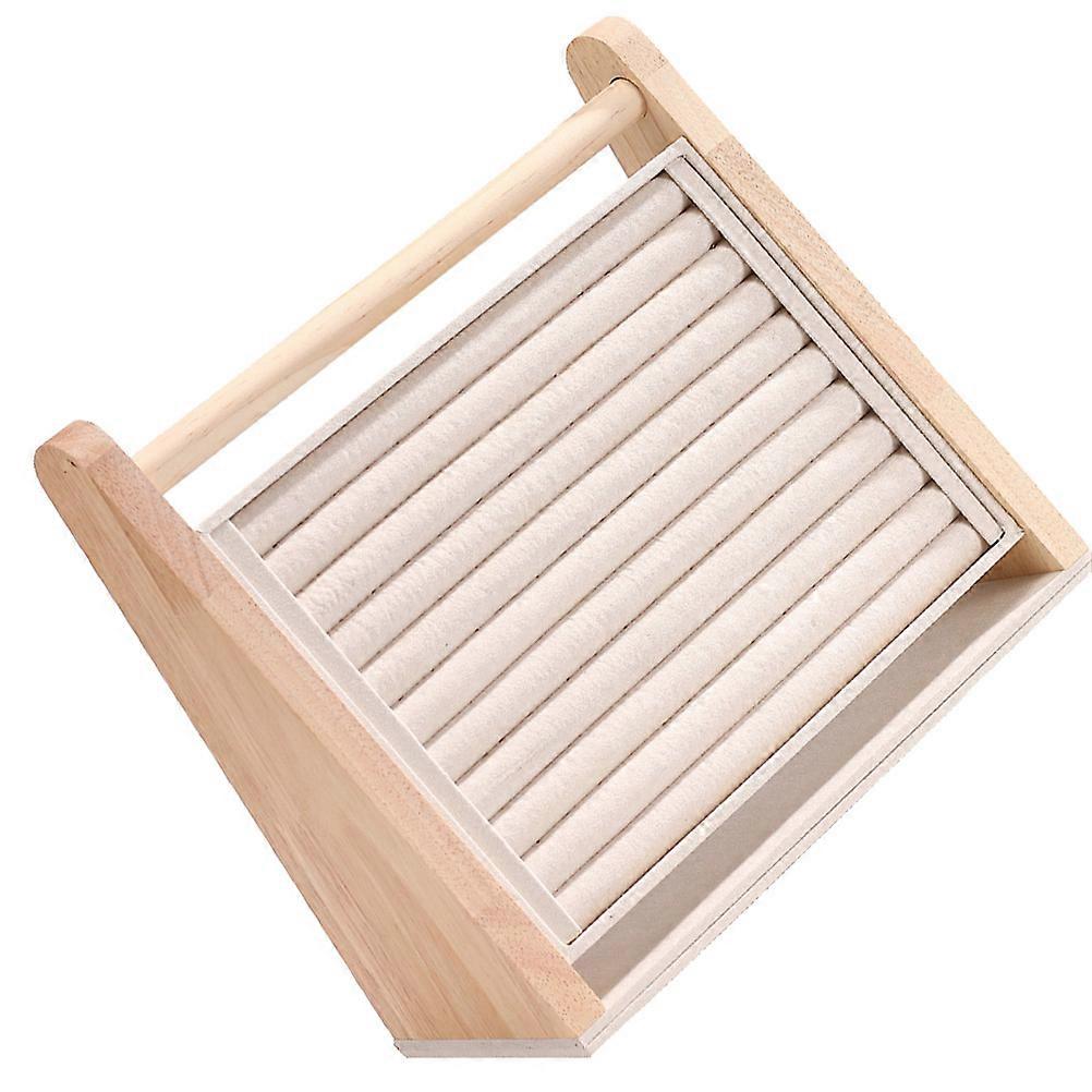 Desktop Jewelry Holder Sloping Shape Solid Wood Earring Display Rack Home Users 1Pack