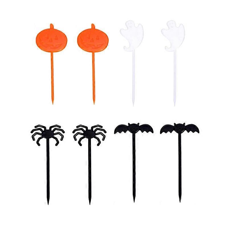 8 PCS Plastic Little Forks Dessert Fork Halloween Theme Bento Box Decorations 53CA