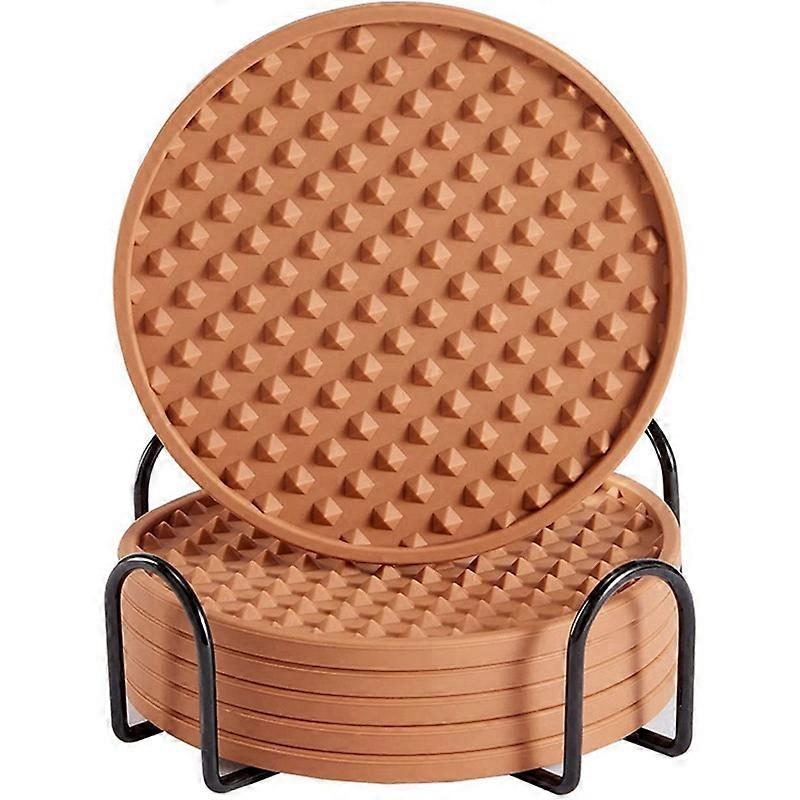 6 件硅胶杯垫，带手柄饮料杯垫，咖啡杯垫，适用于酒吧、桌面、防滑