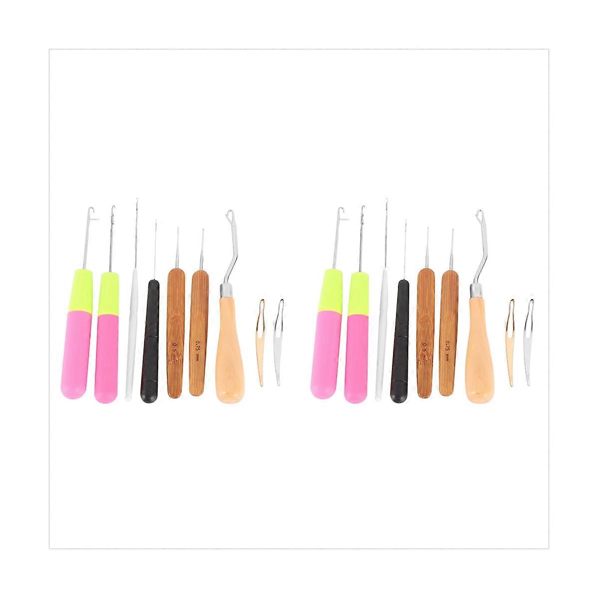 18 Pieces Bent Latch Hook Crochet Needle Set Latch Hook Tool Crochet Needle Hair Locking Tool for Br