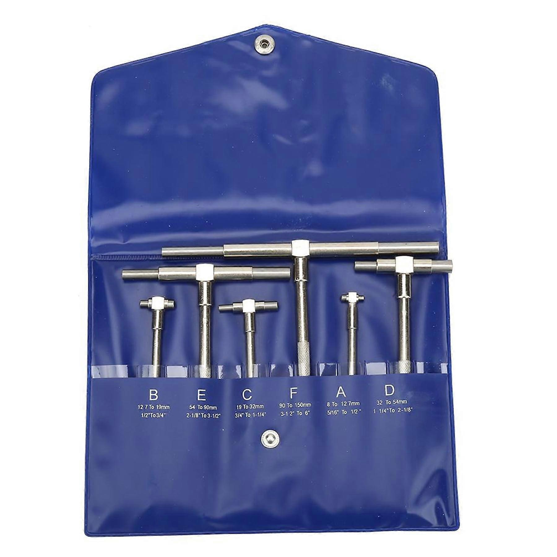 Telescopic Gauge Set 6-Piece 8-150 Mm Adjustable Inner Diameter Bore Gauge Micrometer Measuring Tools High Precision