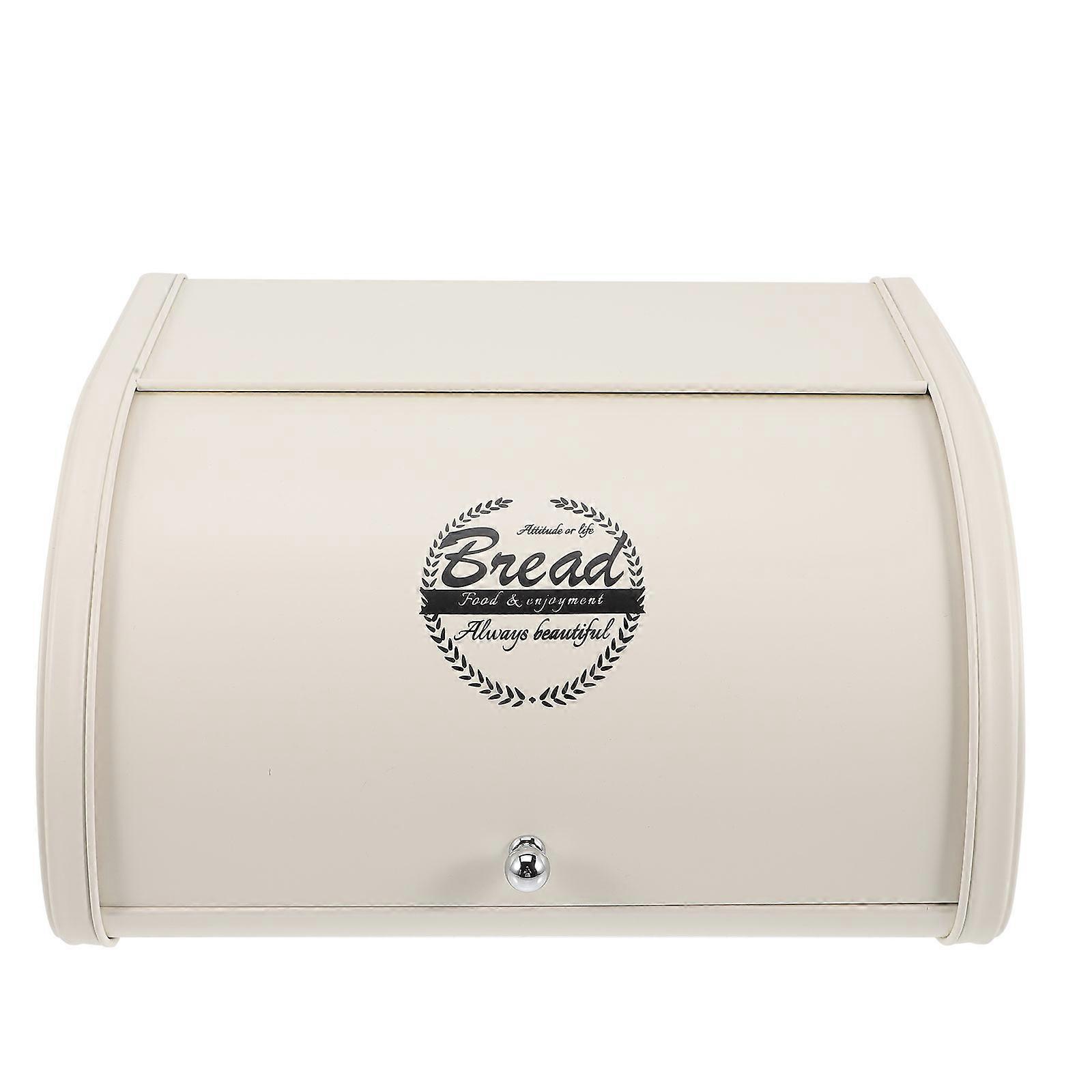 White Galvanized Iron Bread Box with Large Capacity for Kitchen Countertop Home Use 12.5 x 8.3 x 14.2 inches