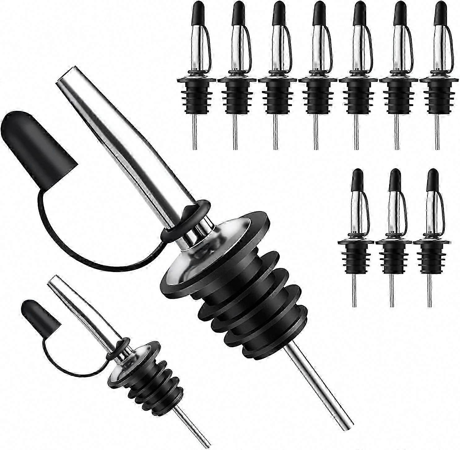 12 Pack Speed Pourers Spouts with Tapered, Liquor Pourers with Rubber Cap