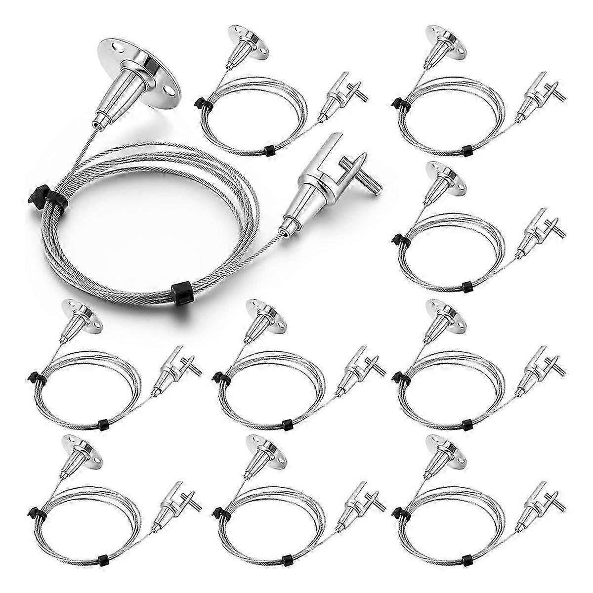 10 PCS 6.5 Ft Ceiling Sign Hanger - Picture Rail Hanging Suspension System for Easy Display & Organization