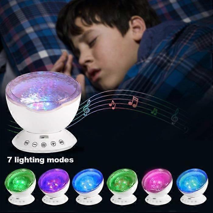 YOLISTAR Ocean Wave LED Night Light - Ocean Wave Simulation - 7 Modes - Built-in Mini Speaker