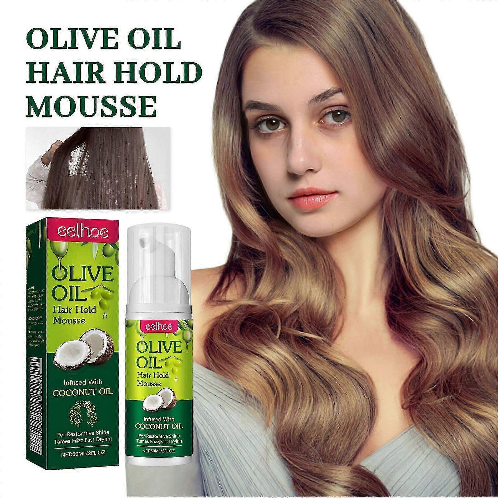 Olive Oil Curly Hair Mousse - Non-Flaking Setting Foam with Frizz Control & Shine Enhancer for Braids, Weaves, Wigs, Waves, Natural Curls