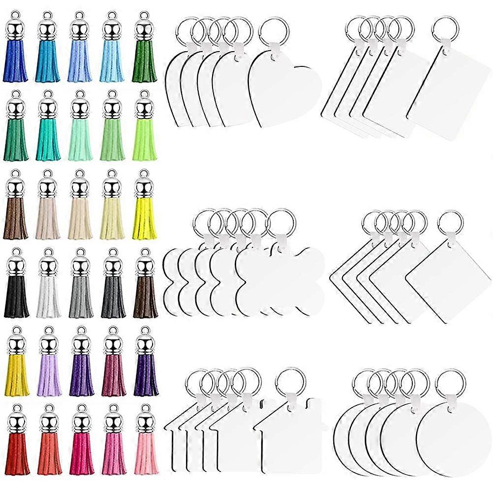 DIY Crafts 30 Sets Sublimation Keyrings Square Tassel Pendants for Artists and
