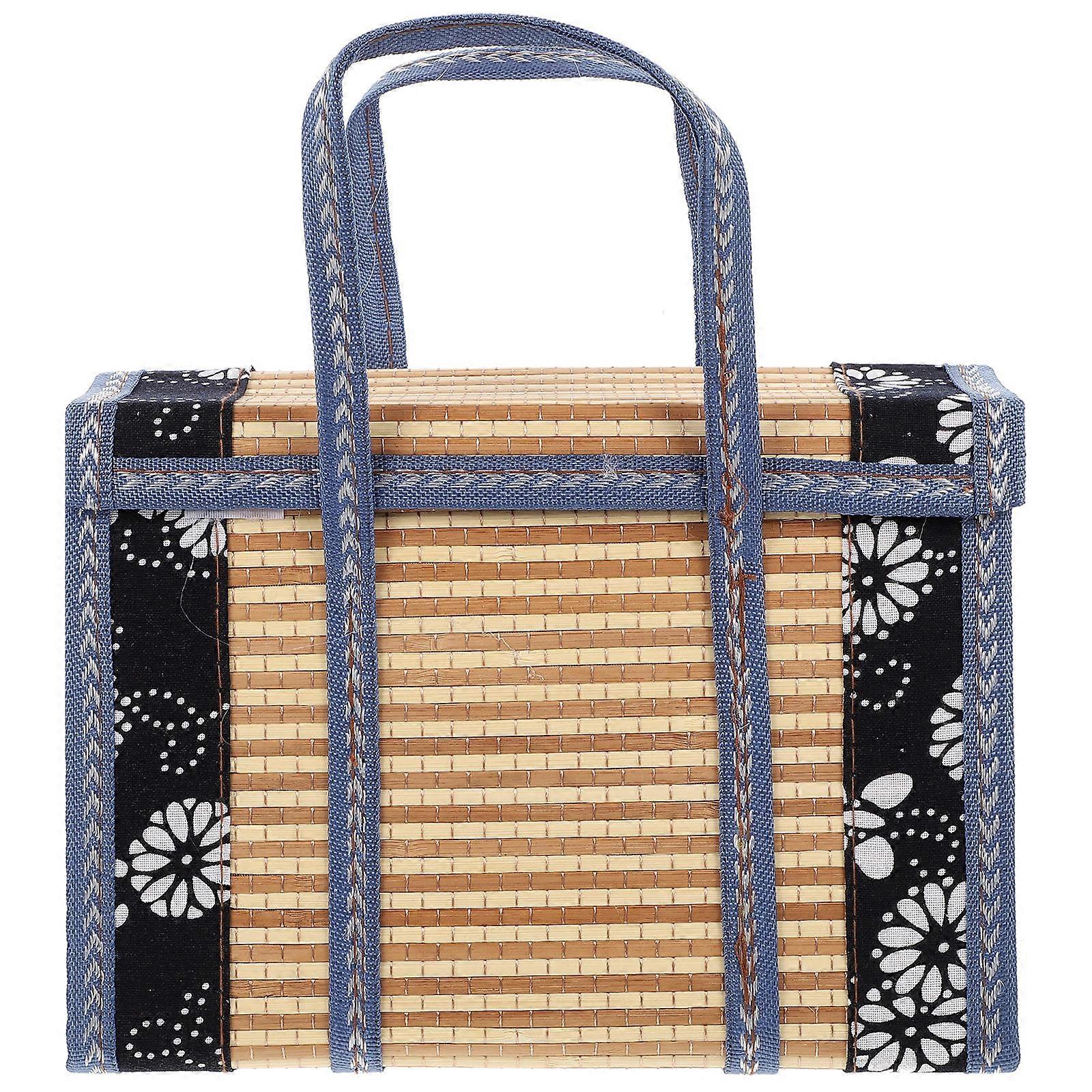 Rectangular Bamboo Basket For Household Users 30X20X15CM Multi Color Perfect For Daily Use 1Pcs