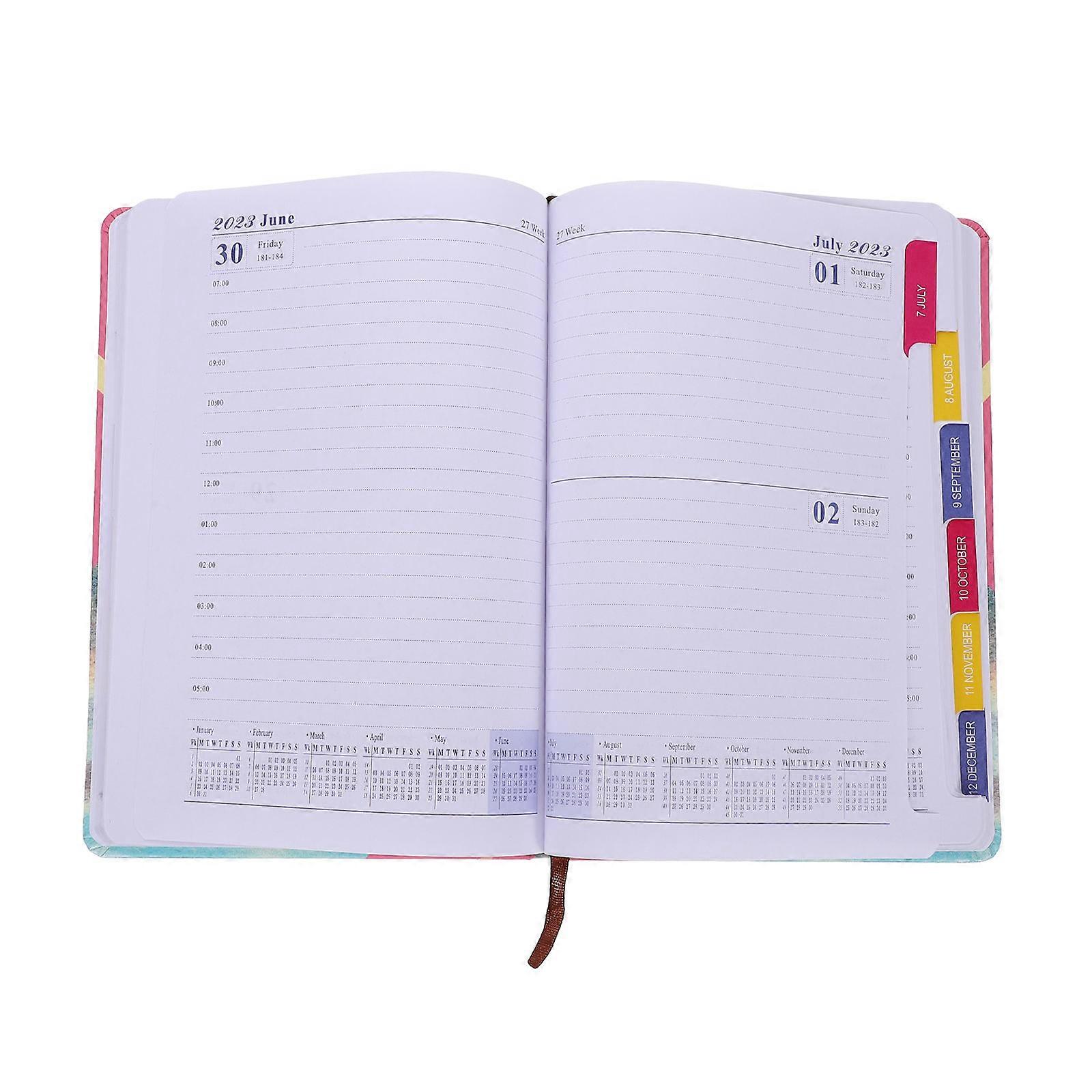 Daily Planner with Delicate Inner Page Design for Office Use Pink Paper Notebook 5.5 x 8.5 Inches