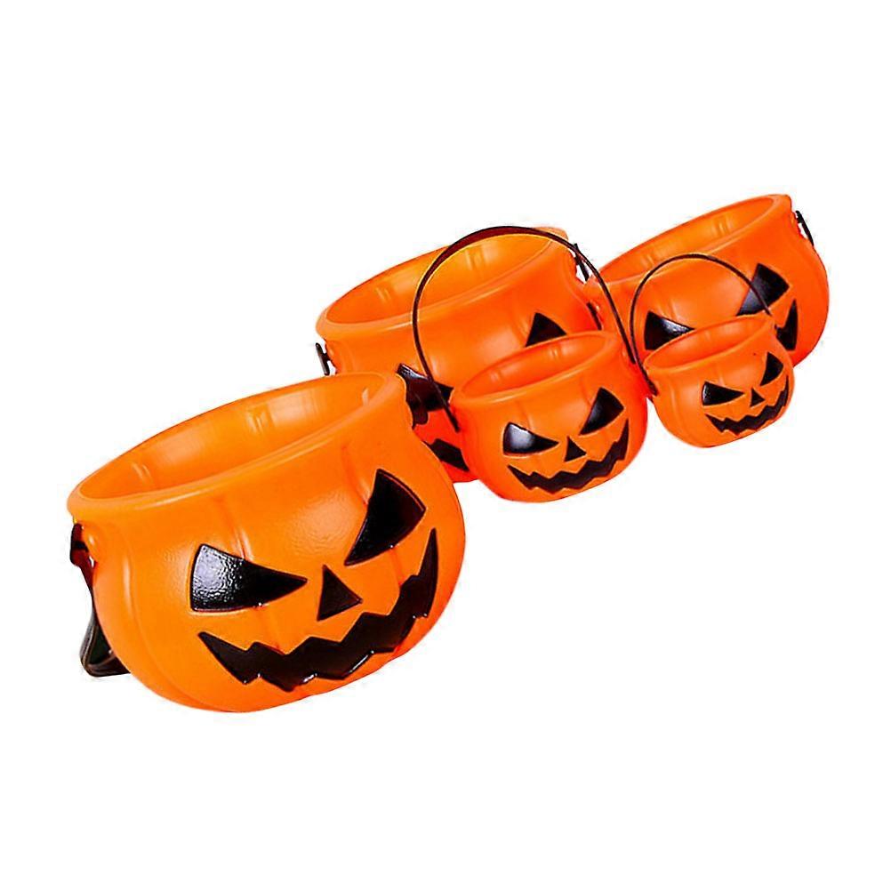 Halloween Pumpkin Candy Bucket for Storage 5Pcs Assorted Color Plastic