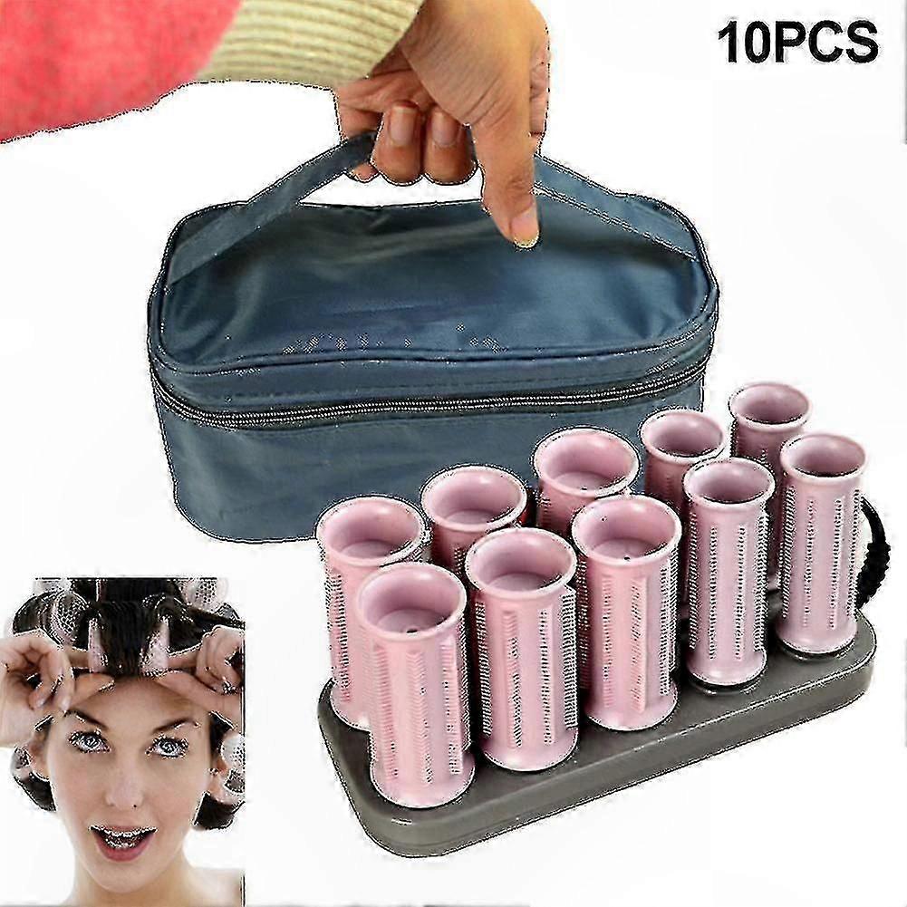 10-Pack Heated Rollers for Hair Curling and Styling Tools