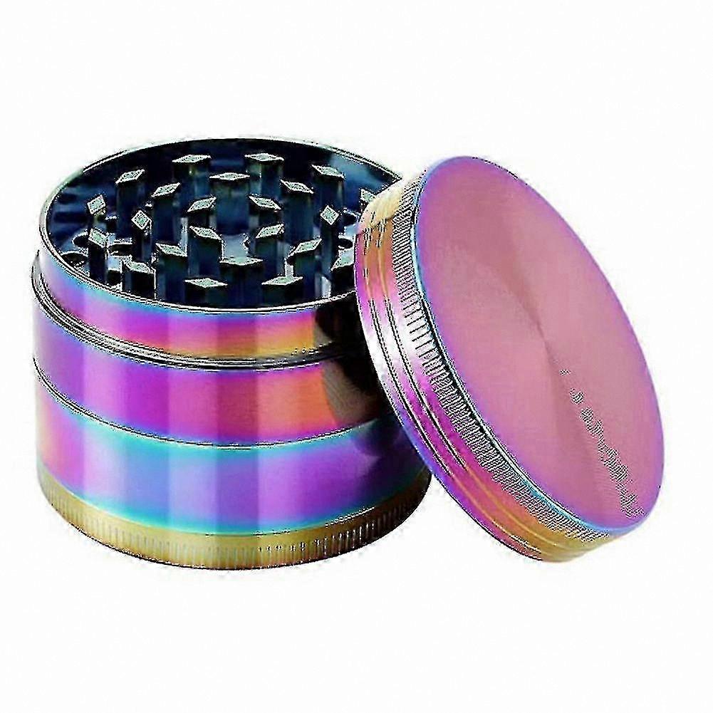 4-Layer Zinc Alloy Grinder, 2 Inch Rainbow Herb Mill Tool
