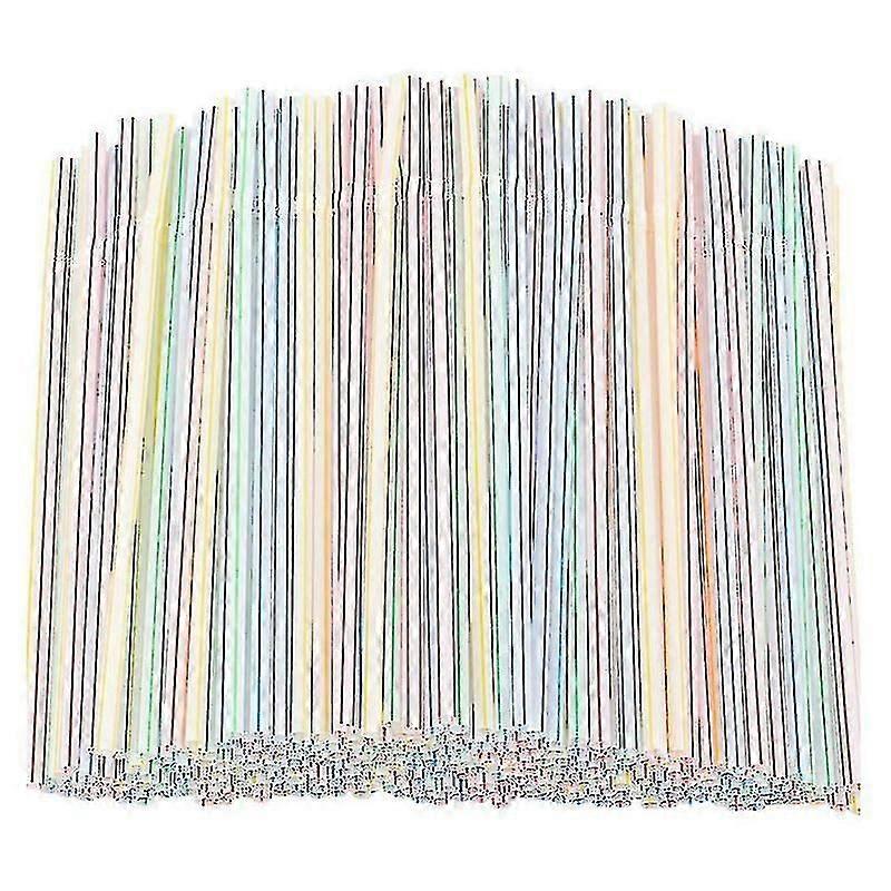 Disposable Straws, 1000 Pcs, Flexible Plastic Straws, Striped Multi Colored, Xinda