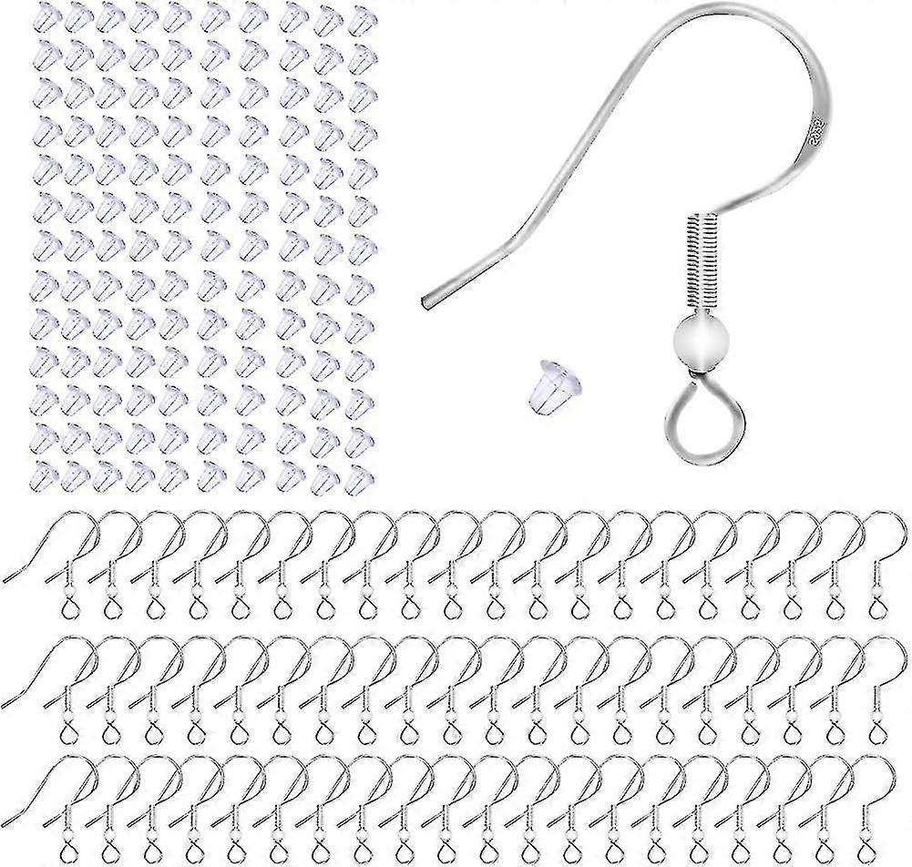 C Pcs 925 Sterling Silver Earring Hooks Findings Hypo-allergenic