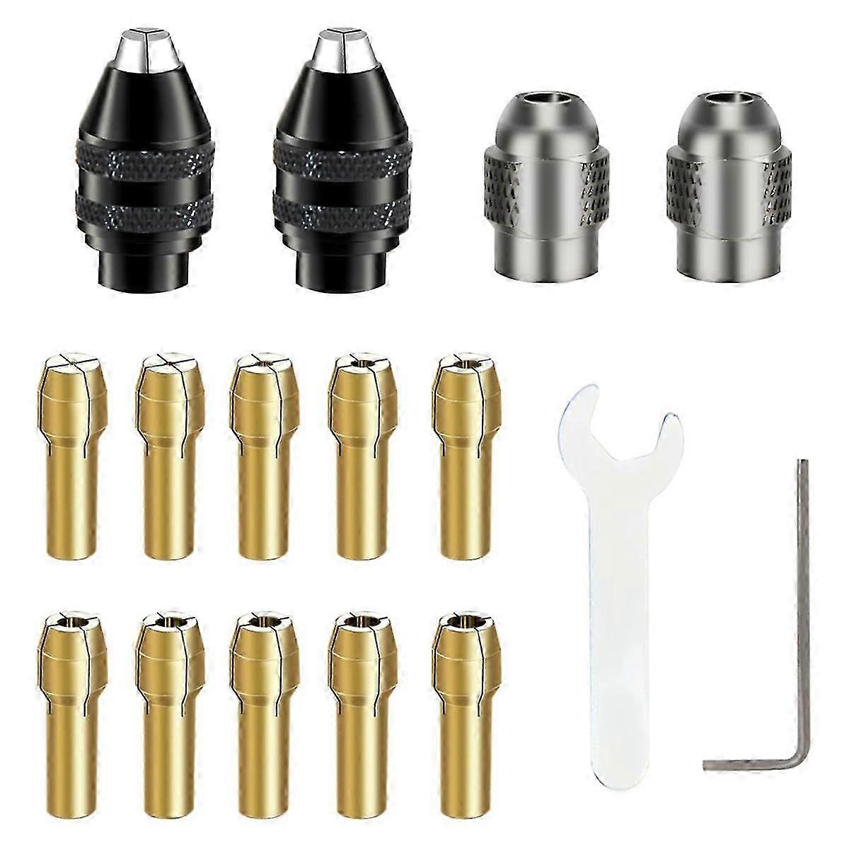 Drill Chuck Collet Set - 16PCS, Replacement for 0.8-3.2mm Drill Bits with Quick Chuck Shank 4486 Keyless Bit