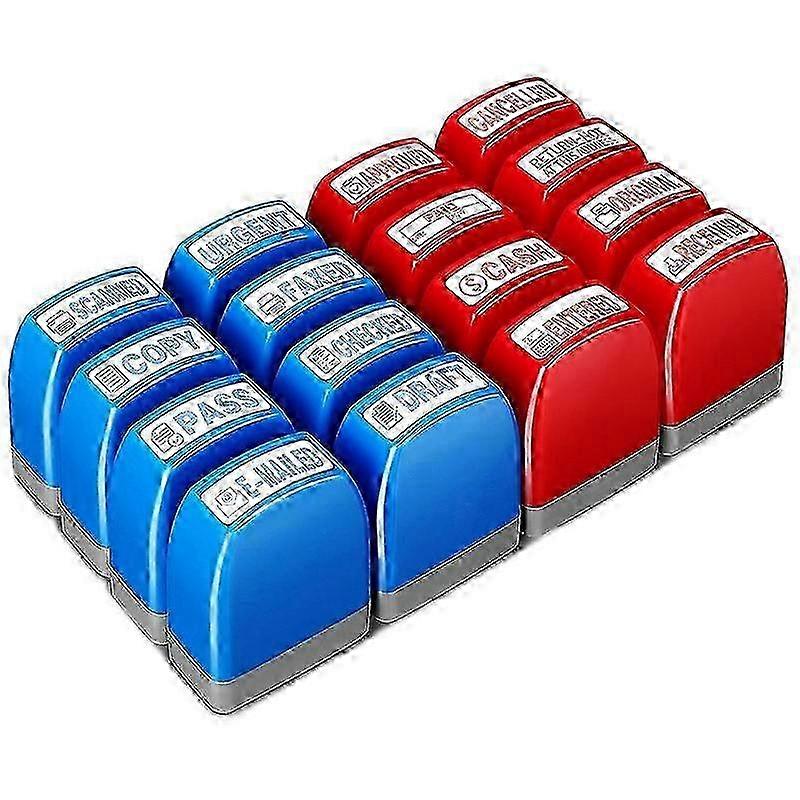Enhanced 16-Piece Self-Inking Rubber Stamp Set - Premium Office Stamps for Copy, Fax, Scan with Clear Messages for Paid Approval