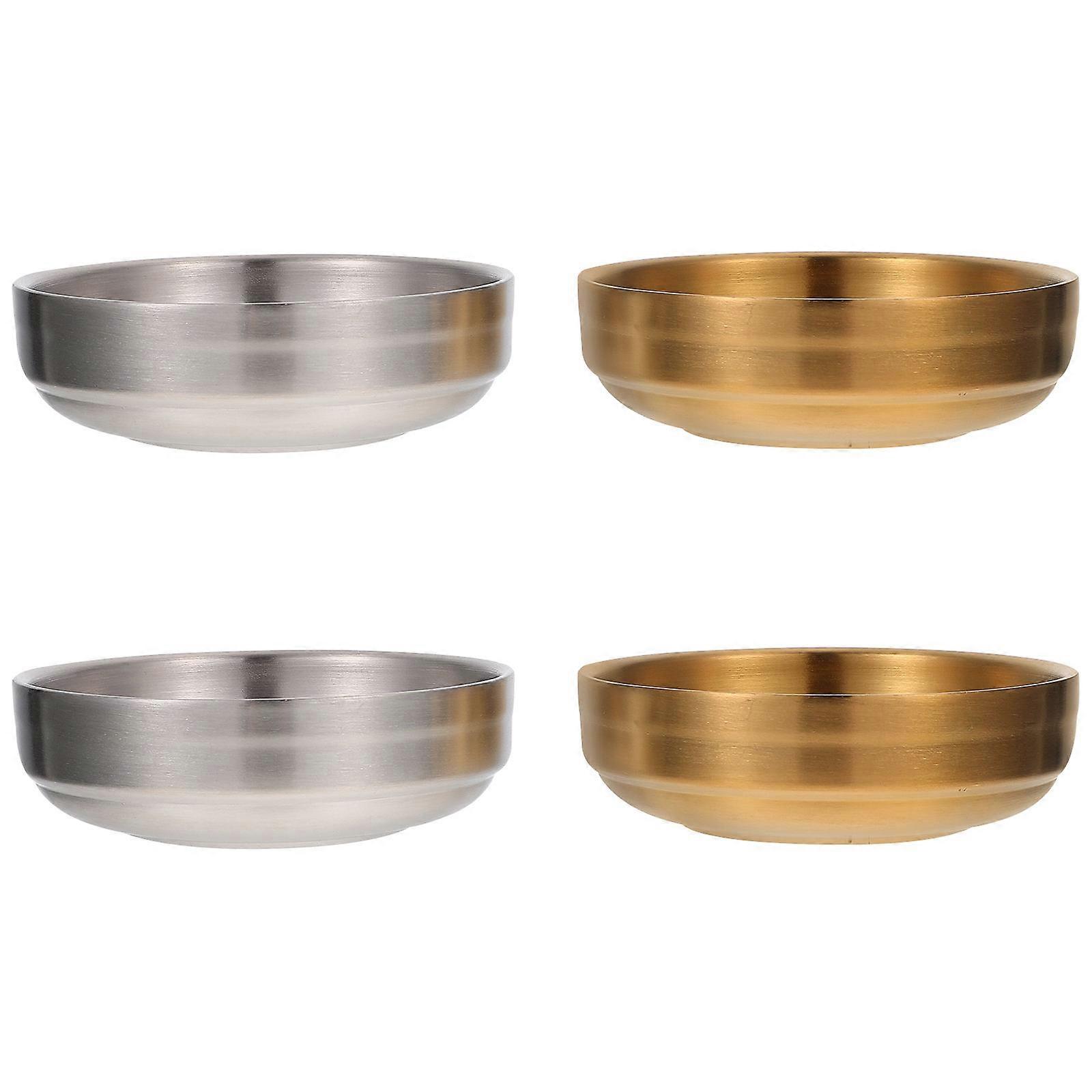 Small Dipping Bowls Stainless Steel Sauce Dipping Cups for Travel Picnic Round 4Set