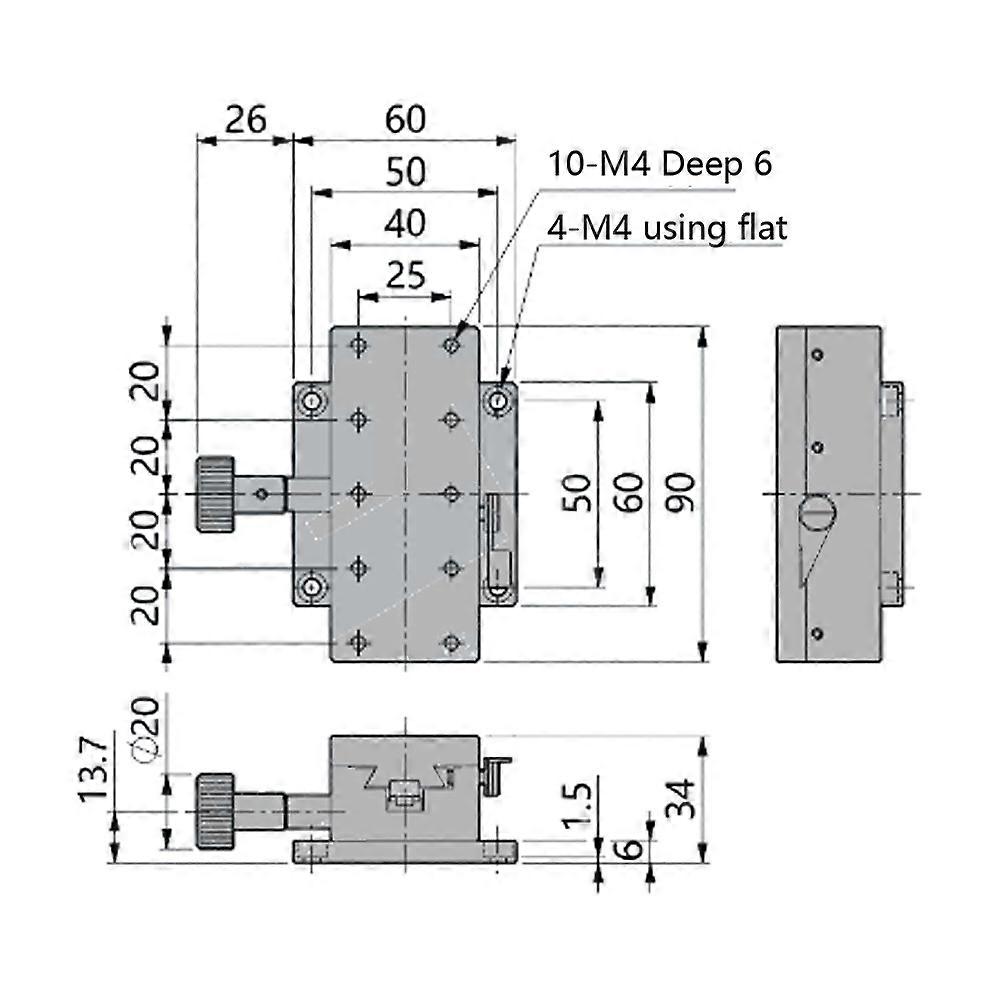 Manual X Trimming Platform Gear Guide High Accuracy Adjustable Sliding Stage 40x90mm