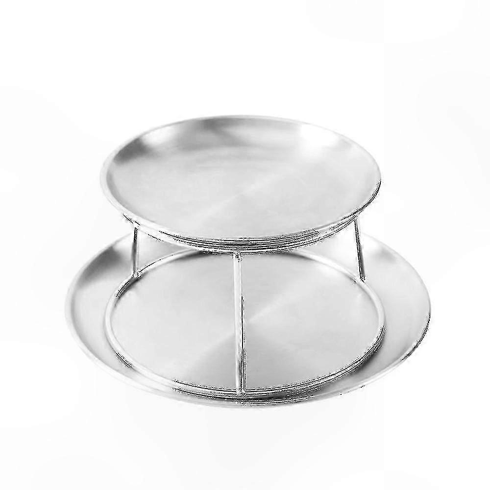Double Stainless Steel Plate Set for Seafood, Cake, and Afternoon Tea Serving
