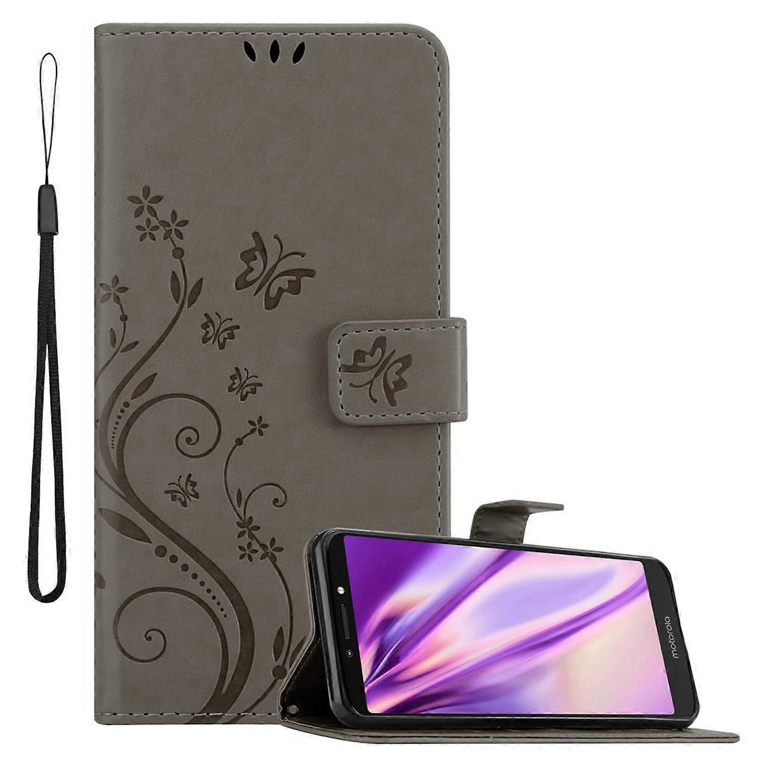 Motorola MOTO E5 PLUS Protective Case - with Floral Print and Card Slot