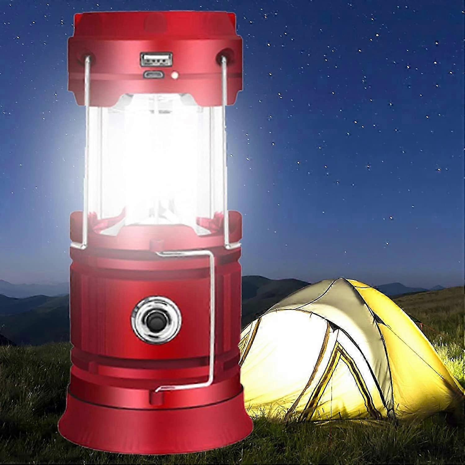 Portable LED Camping Lantern - Ultra Bright USB Rechargeable Solar Lantern Battery Powered Torch Light, for Camping, Hiking, Shed During Power Outages