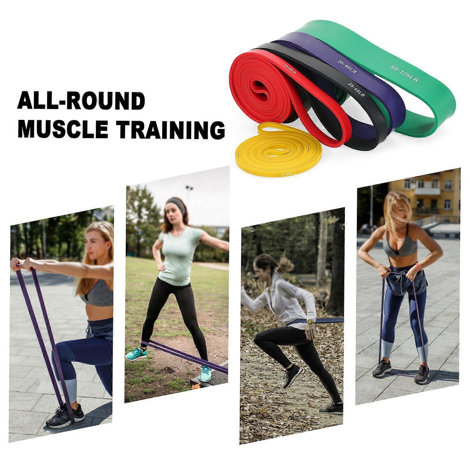 5pcs Pull Up Assist Bands Set Resistance Loop Bands Powerlifting Workout Exercise Stretch Bands com Carry Bag
