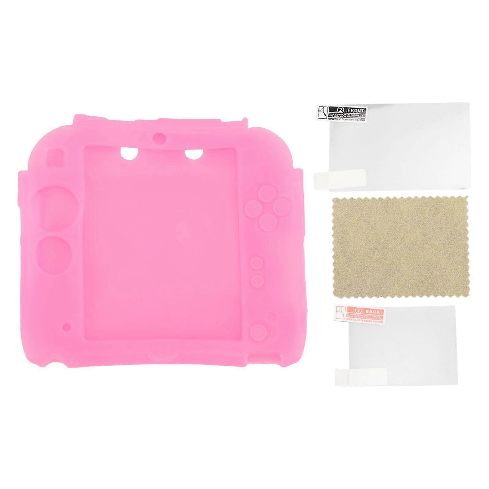 Protective Cover for 2DS Scratch Resistant Soft Silicone Skin Case with Top and Bottom Screen Protectors for Controller Pink