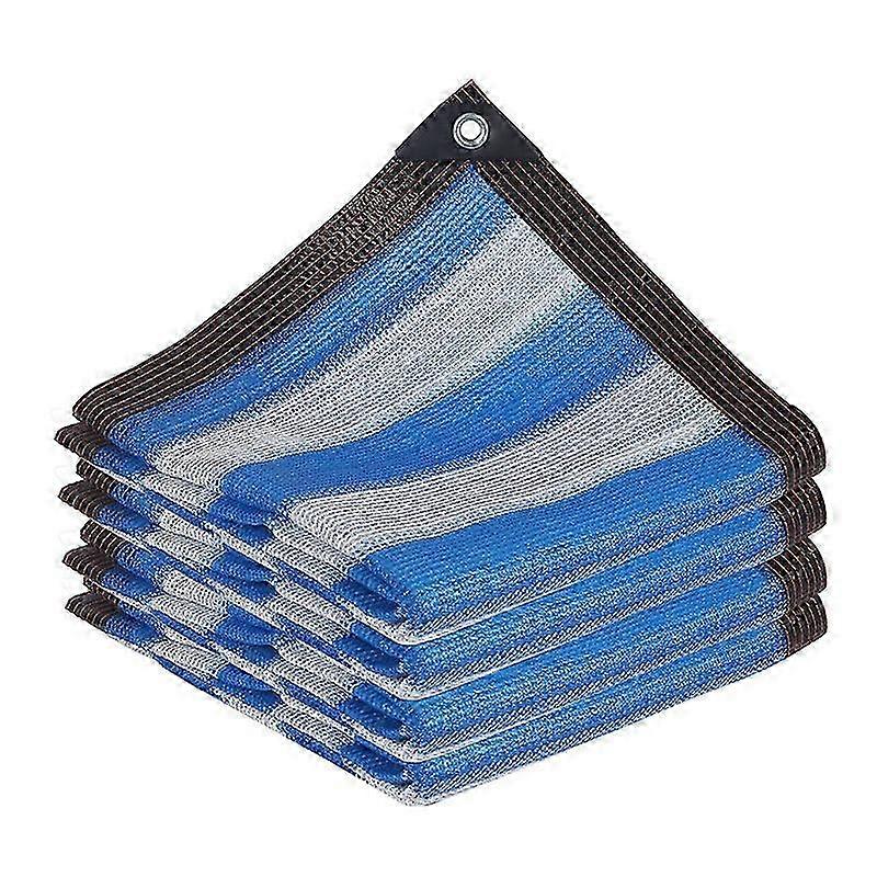 長方形のシェードネット、明るい色の屋外日よけ/スイミングプール/ガレージシェードクロス/シェード-4mx4m-ストライプブルー