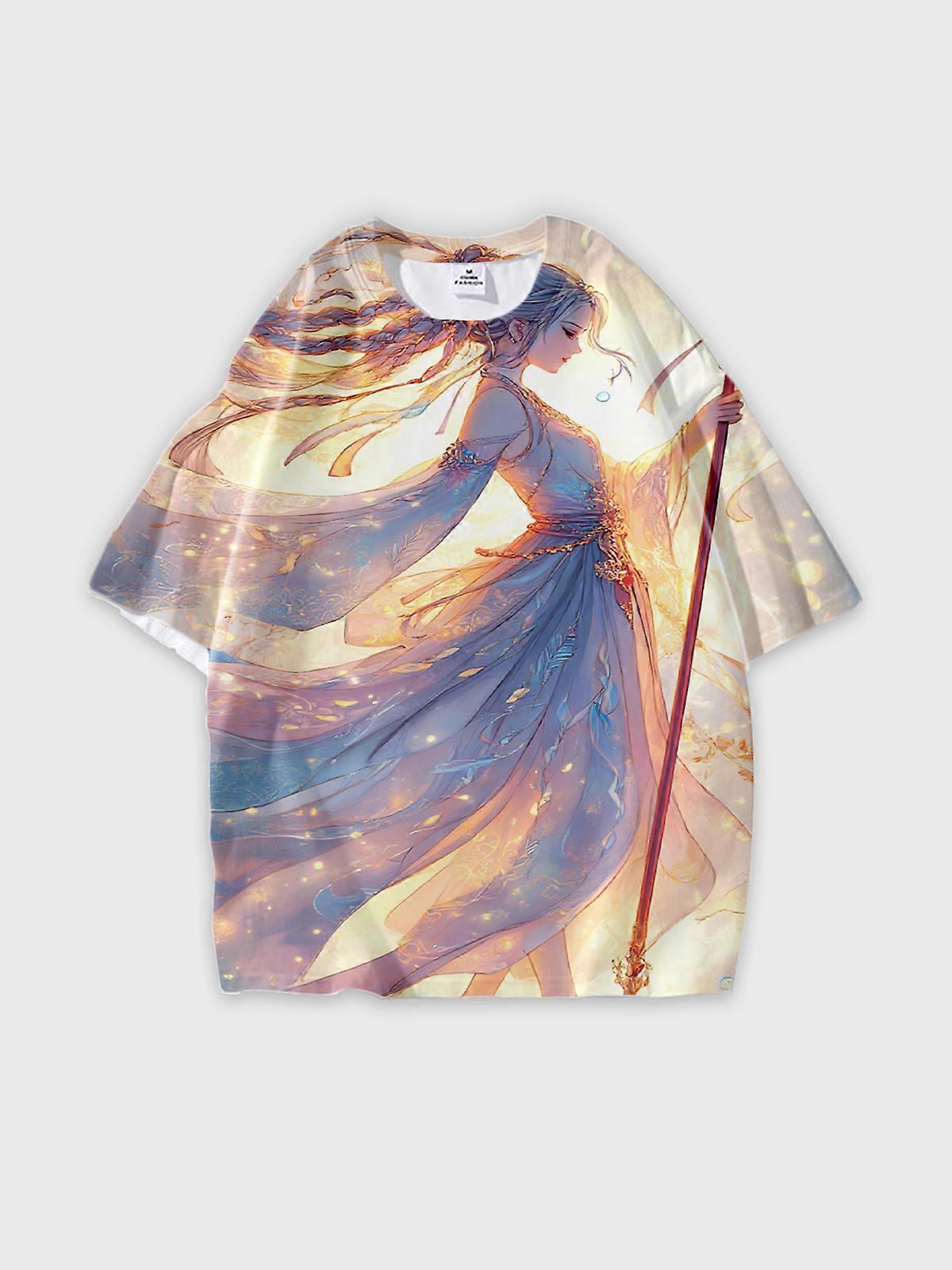 T-Shirt Short Sleeve Round Neck, Summer Casual Loose Graphic Tee, Unisex Pattern V2666