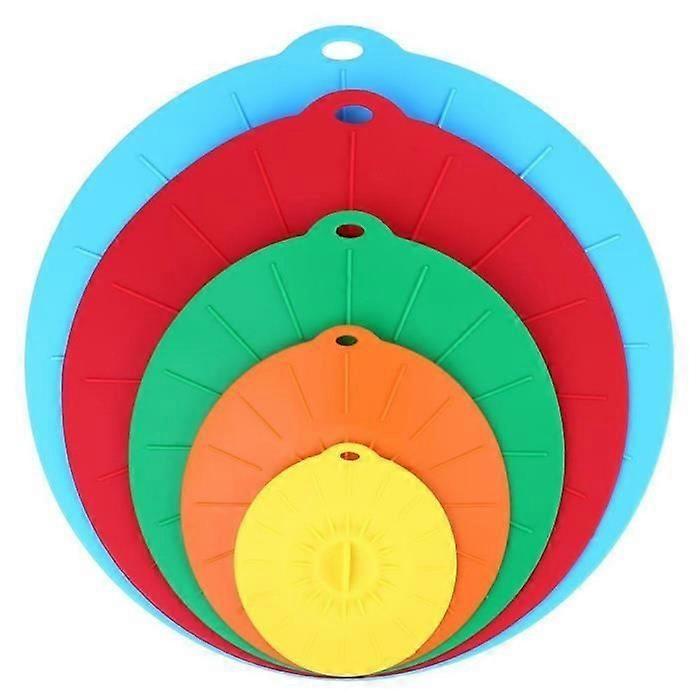 Mega-Deal Set of 5 Silicone Suction Lids, Reusable in 5 Different Sizes Effective for Covering: Pans, Pots, Pans, Lid ...