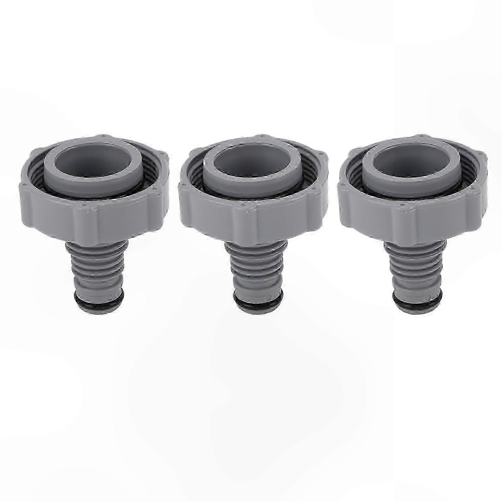 3-Pack Pool Drain Valve Replacement, 1.6" Inner Thread, 1.3" Outer Diameter, Grey