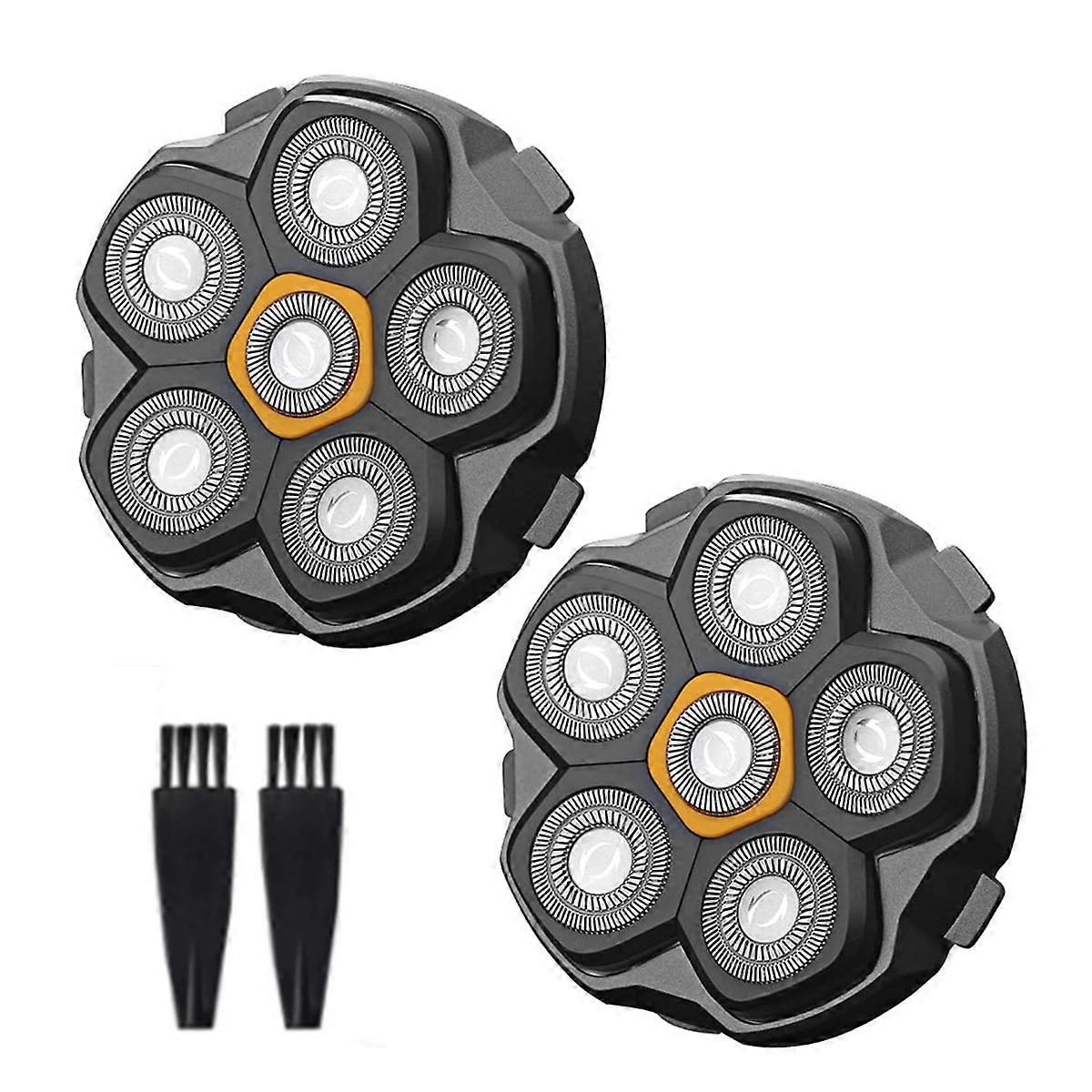 2 Pcs 6 Blade Magnetic Replacement Shaving Head, Washable Shaver Blade Heads Replacement for Head Shaver for Men