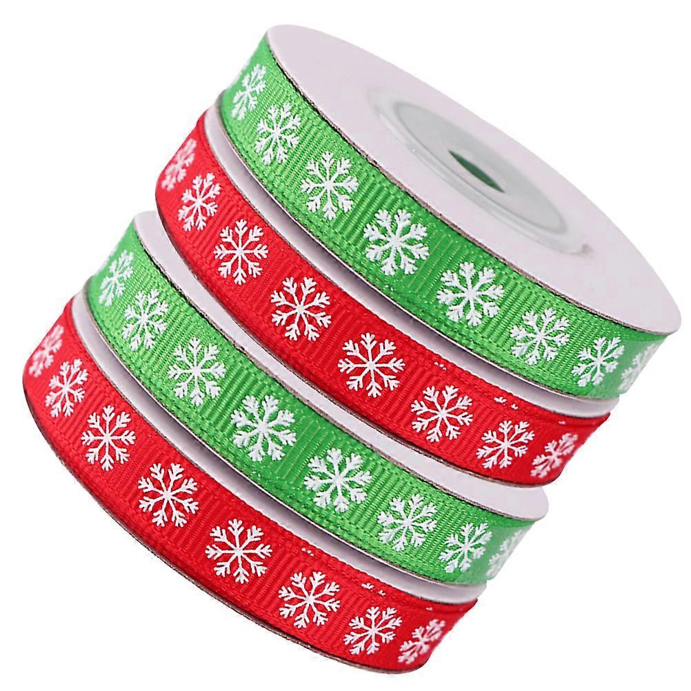 Snowflake Ribbon for Christmas Decoration Bow Featuring 4 Rolls for Gift Wrapping