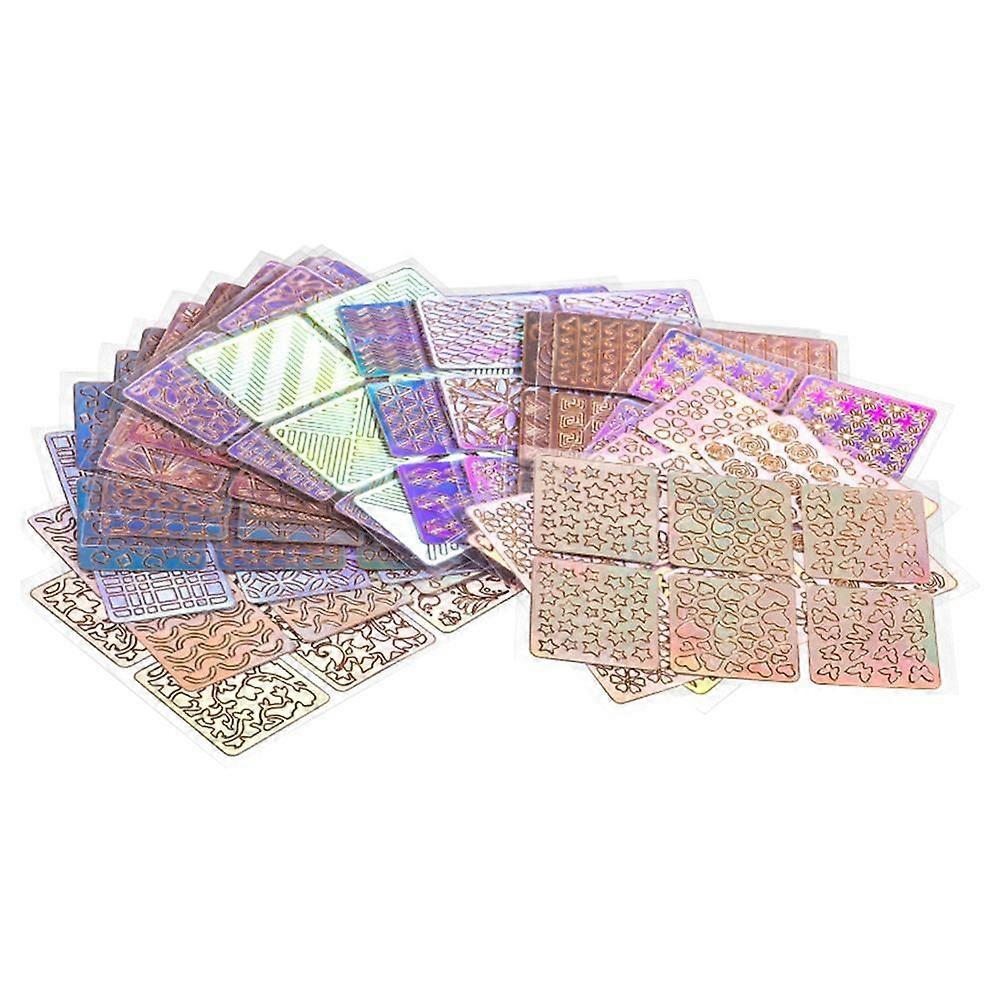 Nail Art Printing Stencils 24Sheets Set Reusable For DIY Nail Art Supplies Assorted Color Hollow-out Design Create Nail Art Designs 24Sheets