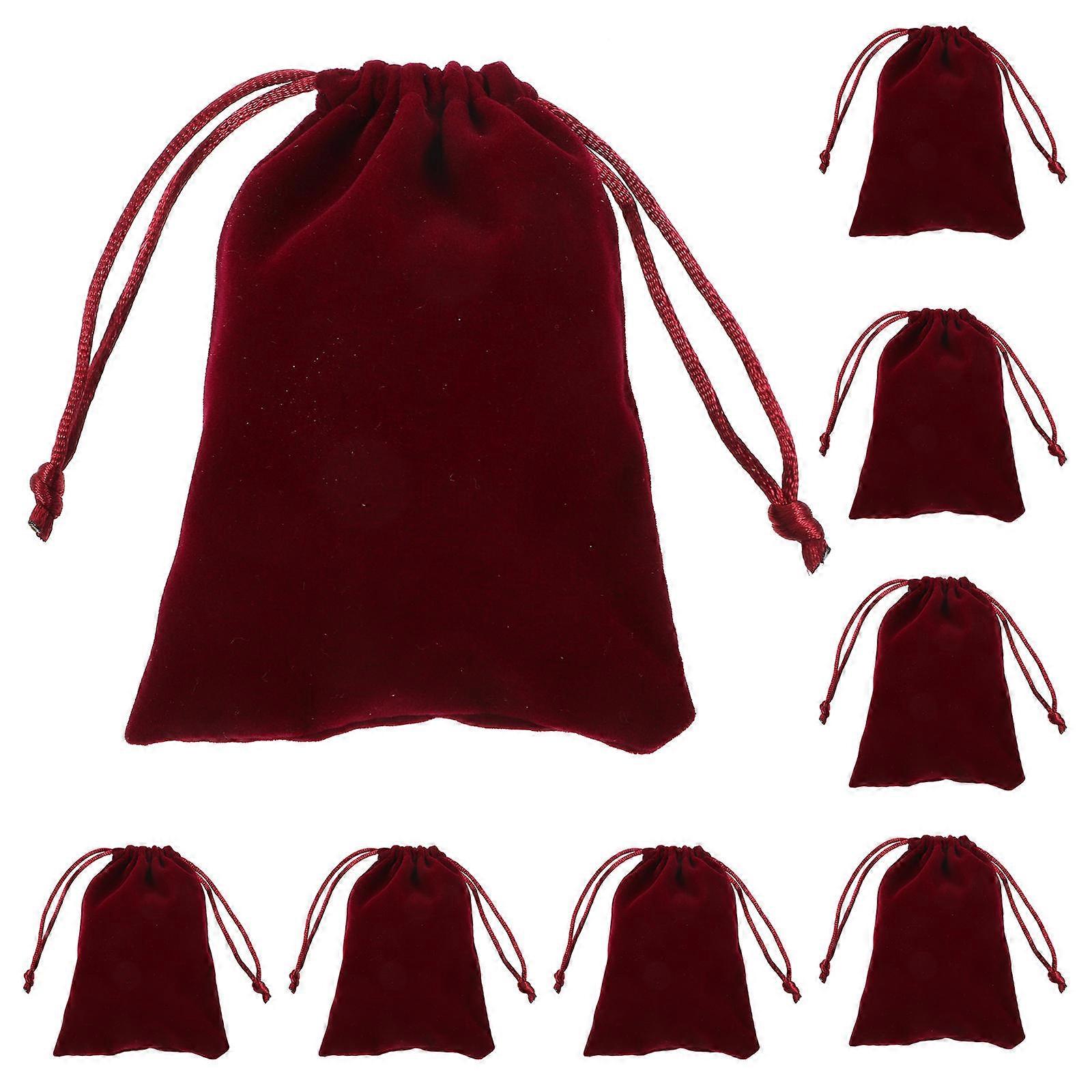 10pcs Red Velvet Bags With Drawstrings Jewelry Storage Bag Drawstring Party Favor Bags Coin Pouch Xmas Clear Lip Gloss Travel Small Bag Cloth