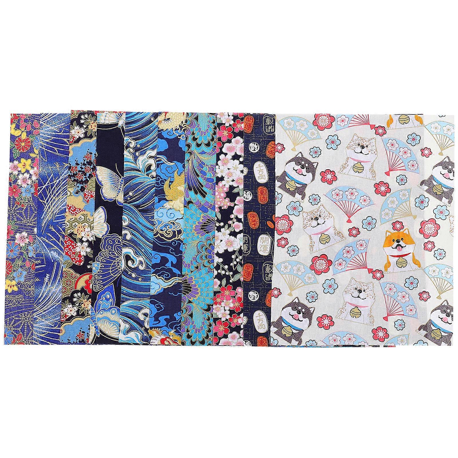 10Pcs Printing Fabric For Handmade Decoration Suitable For DIY Projects With 25X20CM Size In Blue Cotton Material