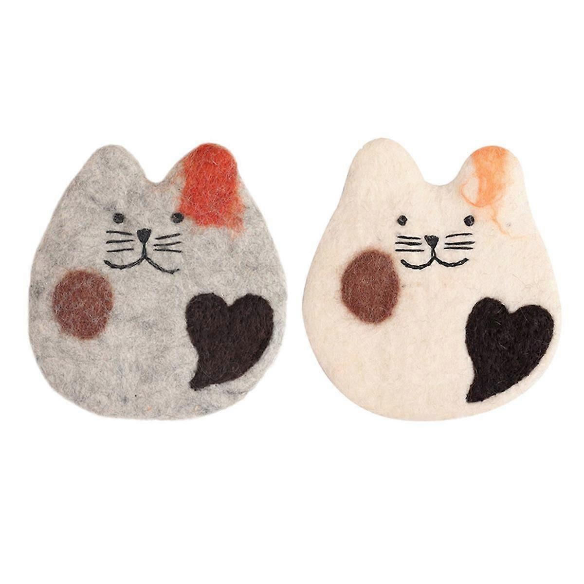 Handmade Felted Wool Cats Coasters for Desk and Table - Cute Kitten Cup Mat Cats Coaster Set for Ho