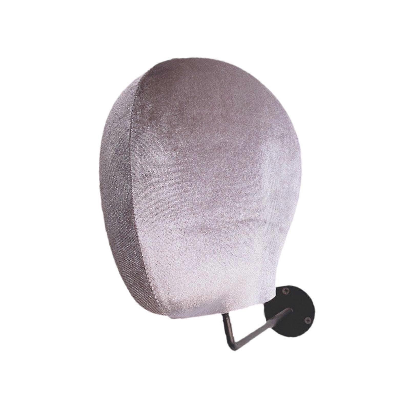 Velvet Mannequin Head, Wig Stand Wall Mount Space Saving Multipurpose Metal Base