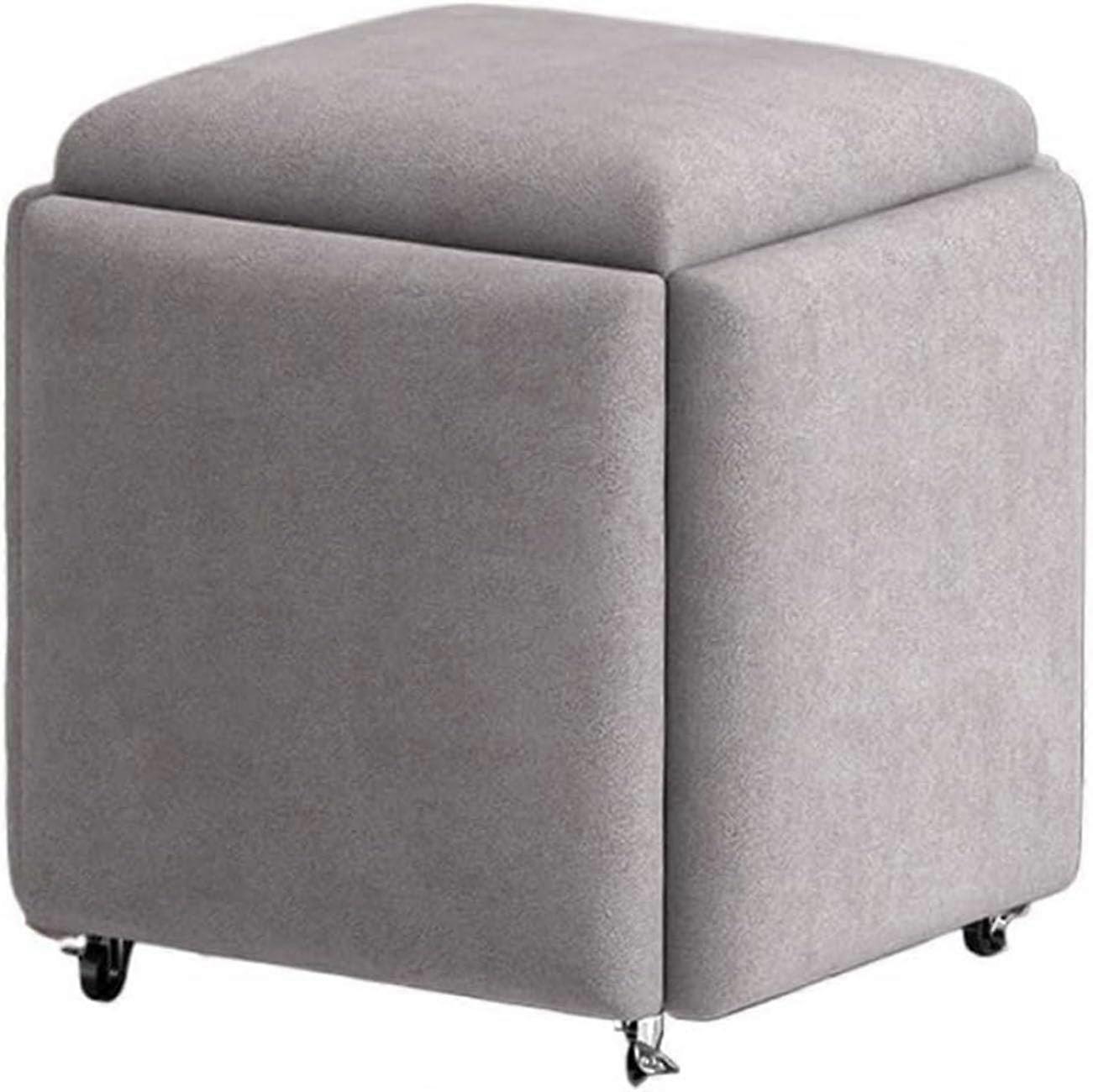 5 In 1 Stackable Nesting Foot Rest With Swivel Casters Cube Sofa Dressing Chair For Living Room Or Bedroom Orange 35cm