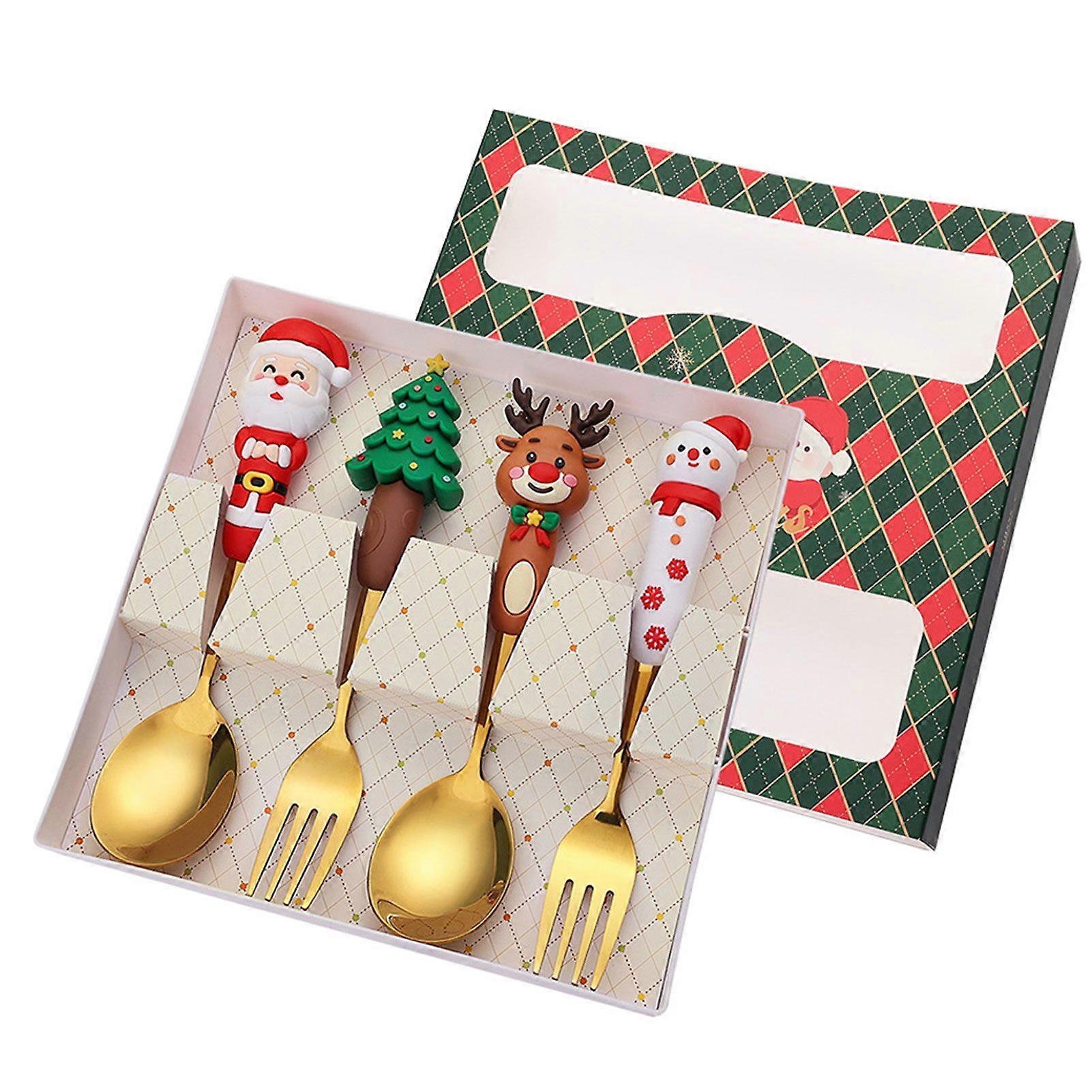 For Christmas Spoon Fork Present Sets Multipurpose Stainless Steel Spoon Set Holiday Tableware