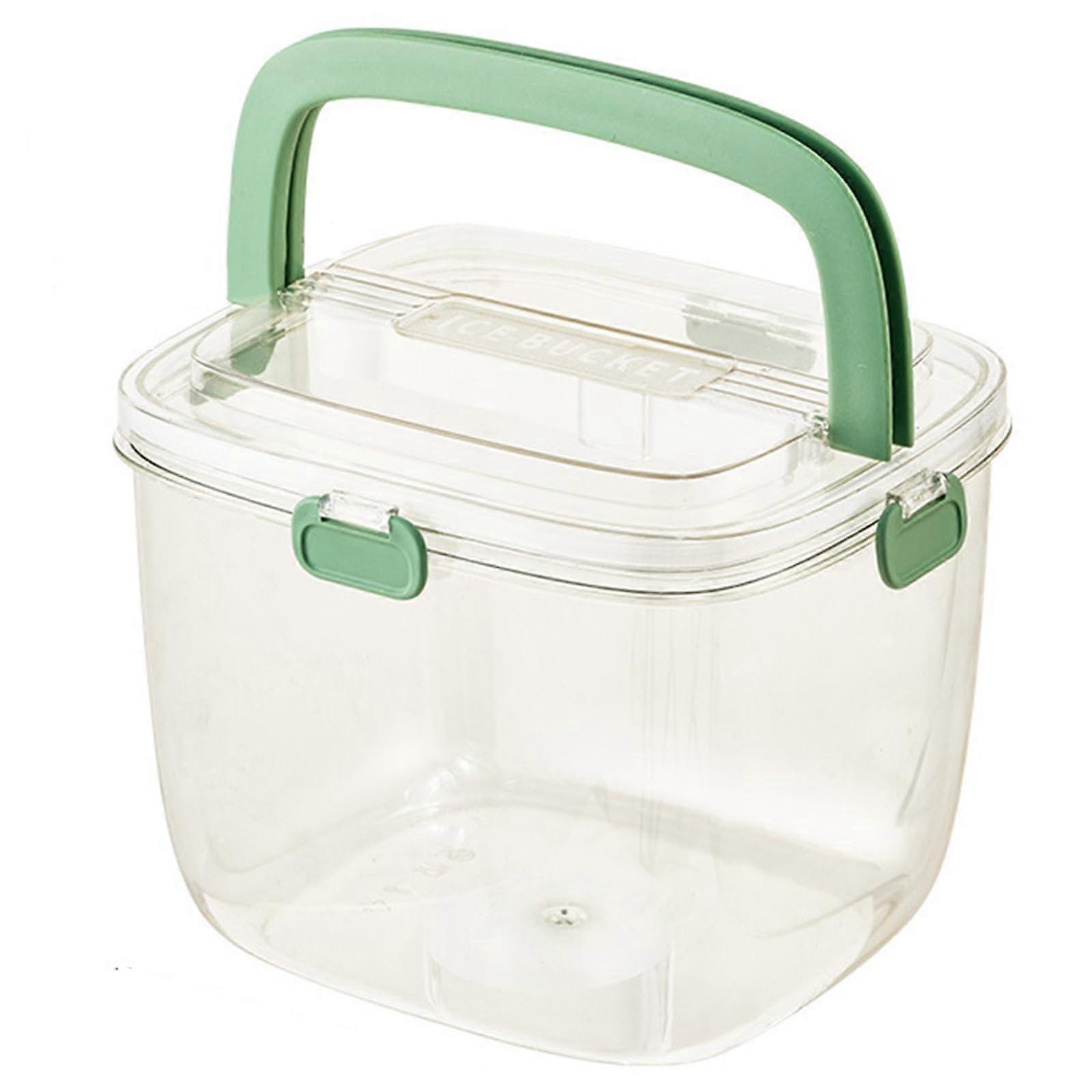 Ice Bucket With Sealed Lid Portable Handle Green For Cocktail Freezer Camping