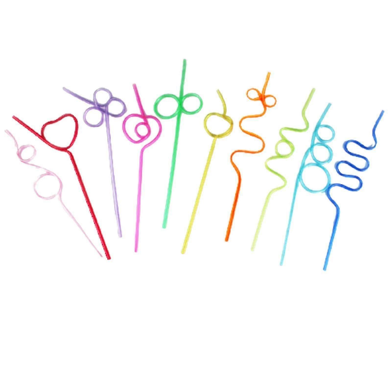 10 Pcs Crazy Loop Straws Reusable Party Favors Drinking Suckers Colorful Twisted Straws For Kids